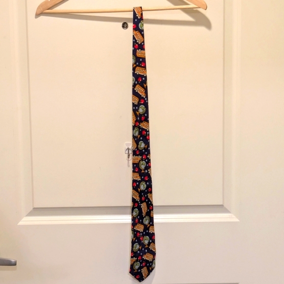 EUC 90s Flax Blue the Magic School Bus Double Sided Tie - Picture 3 of 8